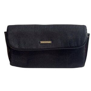 Giorgio Armani Black Sparkling Evening Clutch Bag Snap Closure & Logo 10”x6”x1”